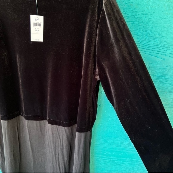 J.JILL BLACK VELVET MIXED MEDIA LONG SLEEVE TUNIC TOP SIZE XL NWT - Picture 9 of 11
